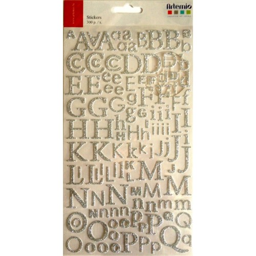 Alphabet Stickers Pailettes Argent