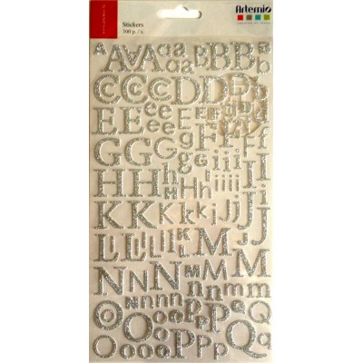 Alphabet Stickers Pailettes Argent