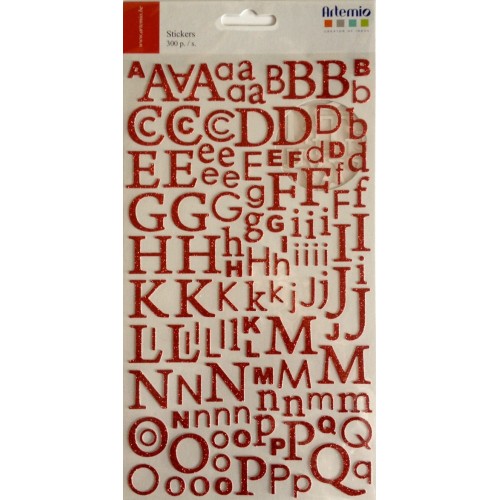 Alphabet Stickers Pailettes Rouge