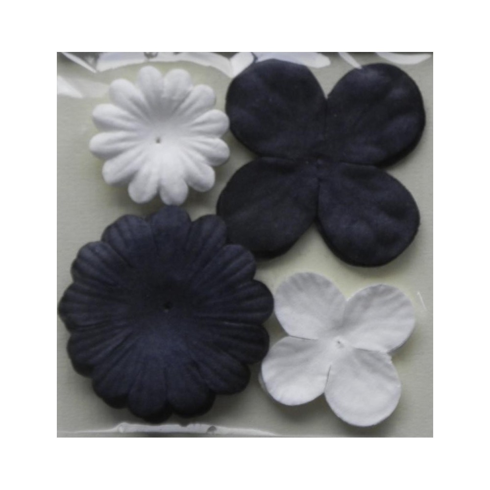 Lot 40 fleurs Noir et Blanc