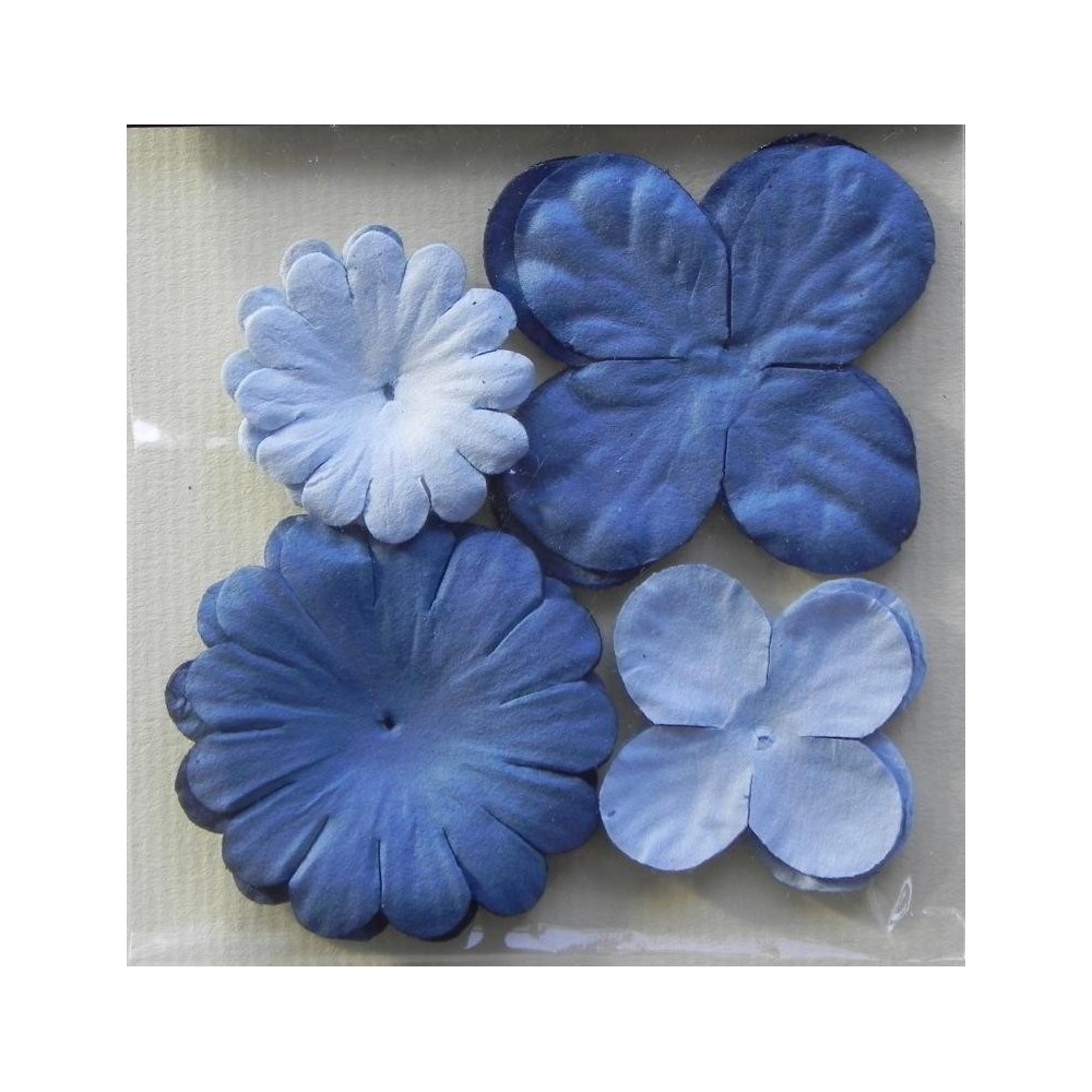 Lot 40 fleurs Bleu et Ciel